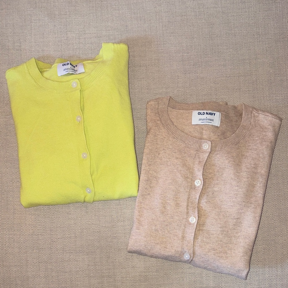 Old Navy Bright Yellow and Beige Cardigan Duo